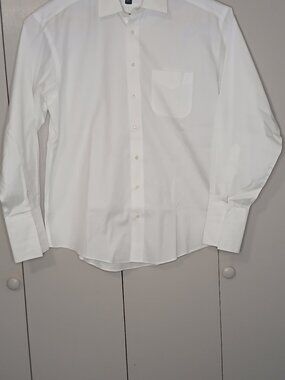 Jos A Bank Traveler Traditional Fit Men's Shirt 16.5 x 35 White French Cuffs